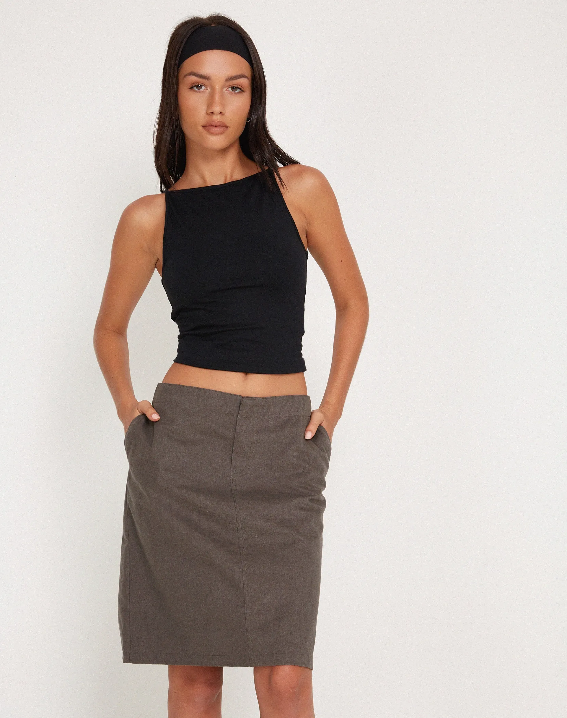 Yahya Midi Skirt in Dark Grey